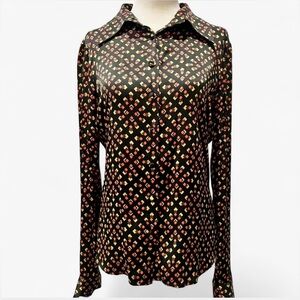 Diane Von Furstenberg button up blouse with colorful pattern women’s 6